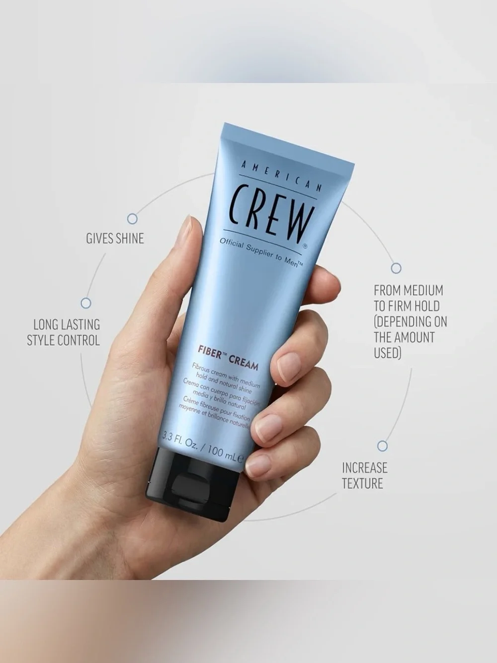 American Crew Men’s Fiber Cream 3.3 Oz Medium Hold Natural Shine Hair Styling